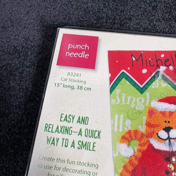 Dimensions Vintage Punch Needle Christmas Stocking Kit - Cat Stocking - Holiday - Picture 4 of 7